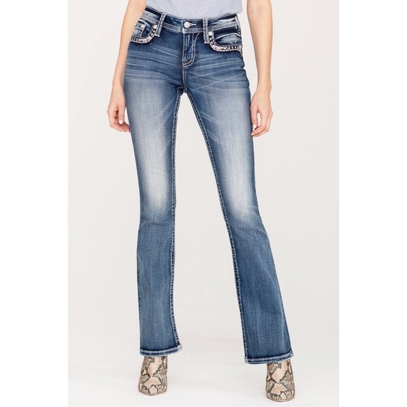 [Miss Me]  Boot Cut Distressed Denim Jeans - Picture 2 of 8